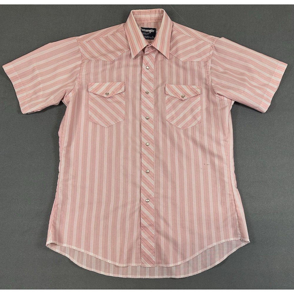 Vintage Wrangler Pearl Snap Shirt Cowboy Cut Short Sleeve Mens 16 - Fits Large